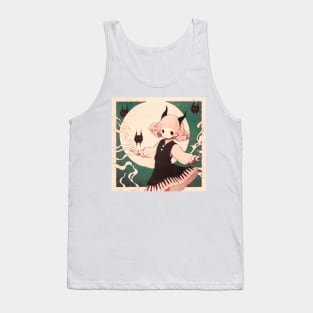 Paper Illustration of Devil Girl Tank Top